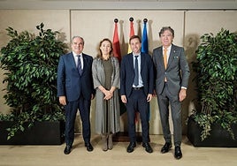 Jesús Aguilar, María Martín, Daniel Osés y Miguel Ángel García, durante su comparecencia de este lunes previa a la firma del convenio.