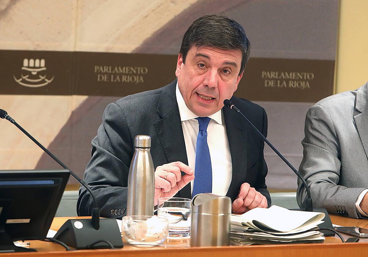 El consejero de Educación, Alberto Galiana, durante su comparecencia.