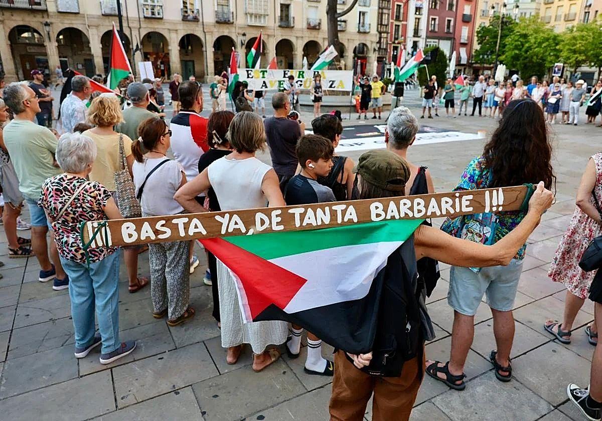 Una de las concentraciones de apoyo a Palestina celebrada en Logroño.