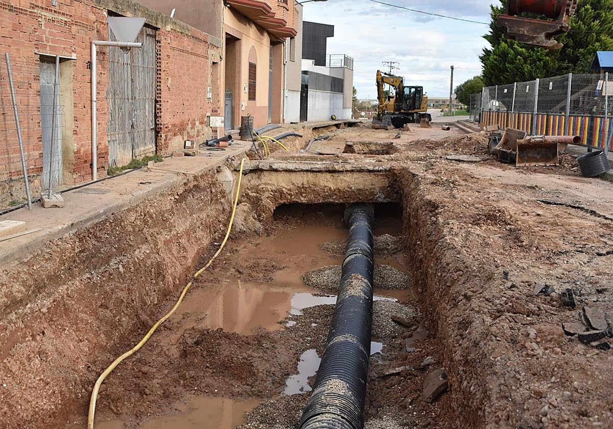 Obras en la Avenida de Alfaro en Rincón de Soto.