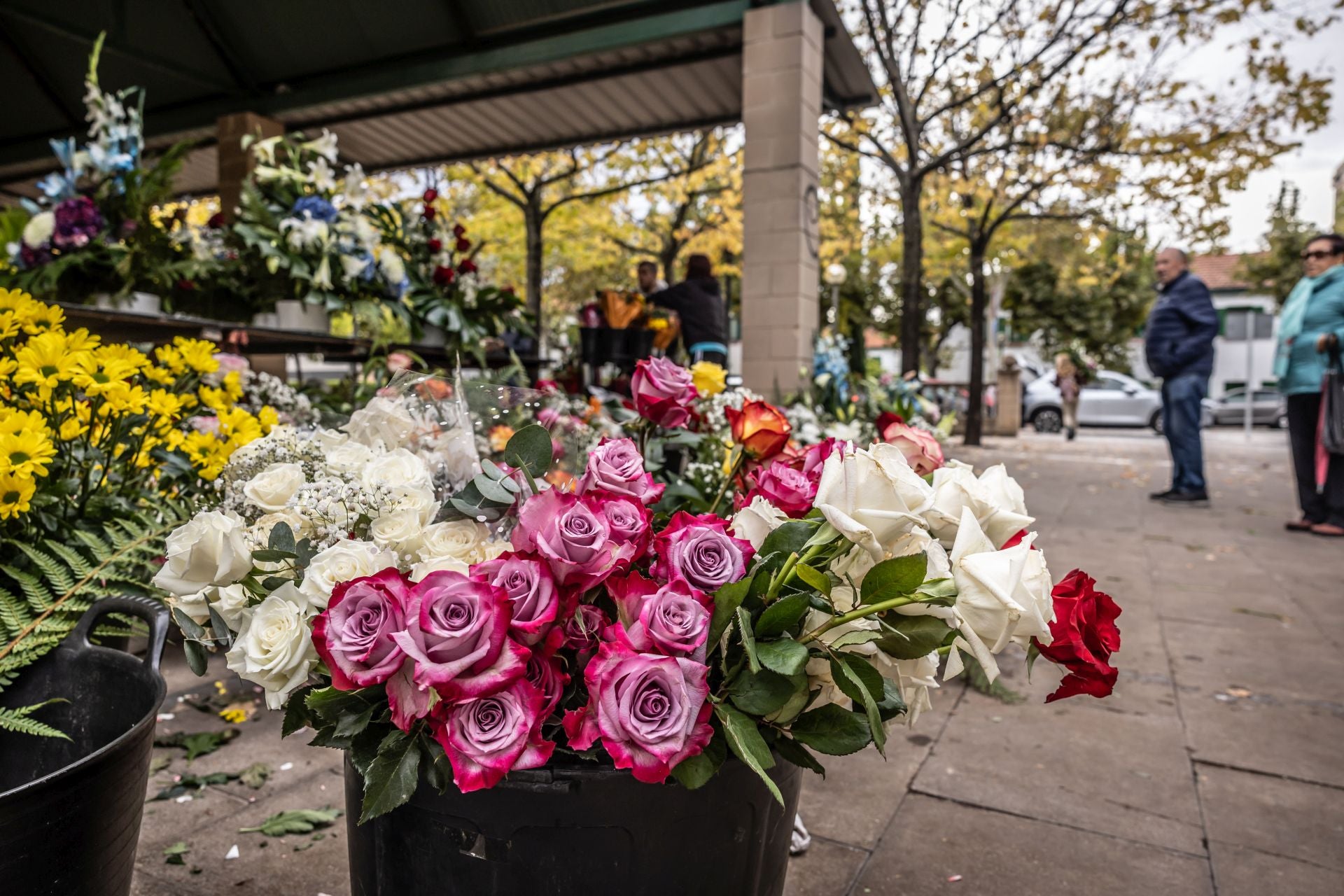 Los logroñeses visitan el tradicional mercado de las flores