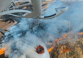 Incendio forestal entre Murillo y Ventas blancas que ha afectado a varias hectáreas de pastizal alto y matorral.