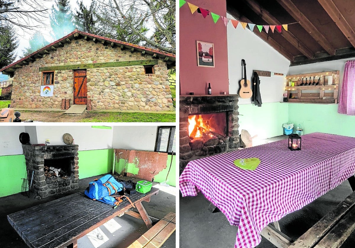 Exterior del refugio de Bonicaparra e interiores de Cabimonteros.