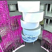 En el atrio central habrá una cascada virtual de vino y unas pantallas en espiral que irán mostrando las diferentes singularidades del vino de Rioja Alavesa.