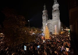 Encendido de las luces de Navidad en la plaza del Mercado de Logroño.