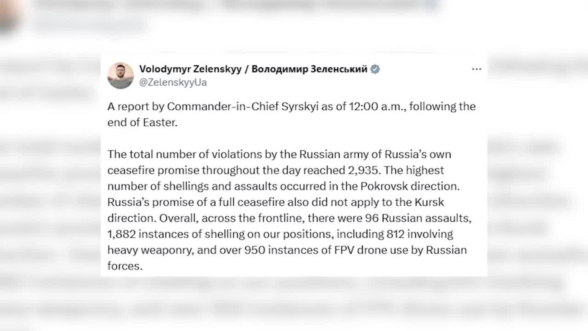 Ucrania cifra en cerca de 3.000 los ataques del Ejército ruso hasta concluir la tregua de Putin