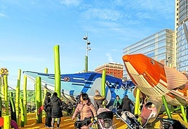 Garnica Plywood acumula casos de éxito en todo el mundo; en la imagen, el Pier 26 Science Playground, un juego interactivo sobre la vida marina en Nueva York.