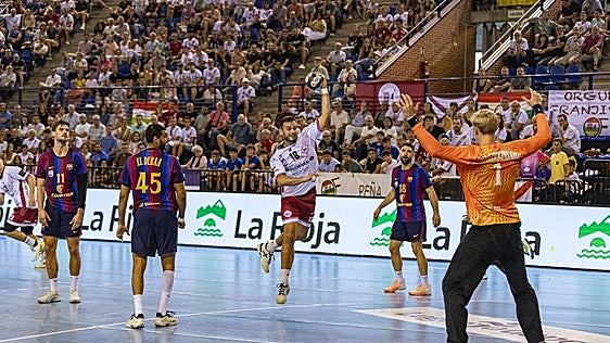 Álvaro Martínez se dispone a lanzar en el partido del pasado viernes contra el Barcelona.
