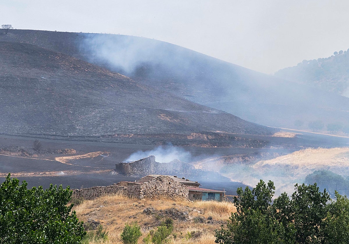 Parte del terreno que ha ardido en Ribafrecha y Lagunilla del Jubera.