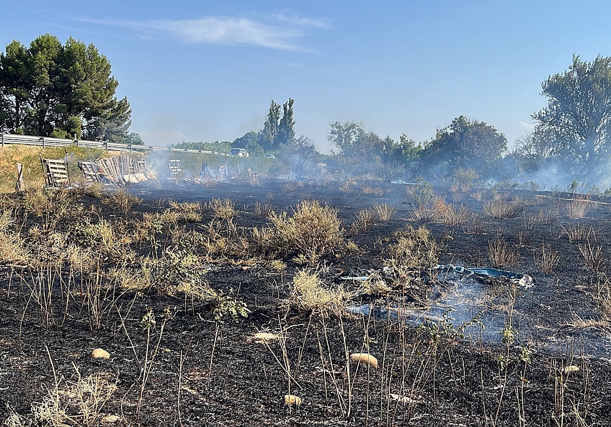 El fuego ha afectado a un terreno de maleza y hierbas secas.