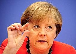 La canciller alemana, Angela Merkel, durante la rueda de prensa ofrecida hoy. /Foto: Efe | Vídeo: Atlas