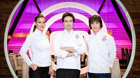 El jurado de 'MasterChef': Samantha Vallejo-Nájera, Pepe Rodríguez y Jordi Cruz. 