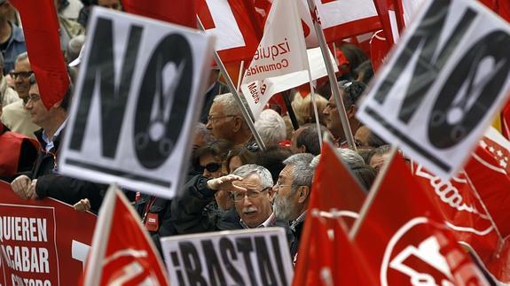 Toxo y Méndez, en una manifestación del 1 de Mayo en Madrid.