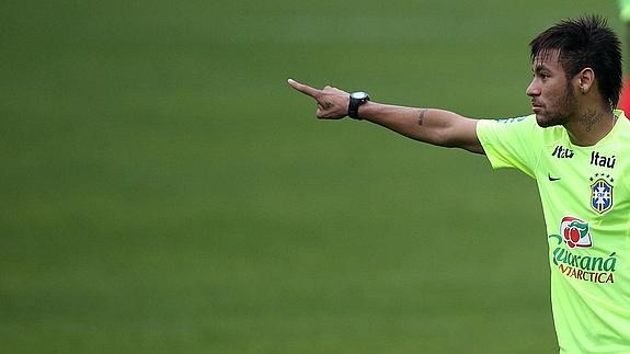 Neymar, en un entrenamiento. 