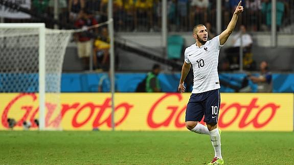 Benzema celebra un gol. 