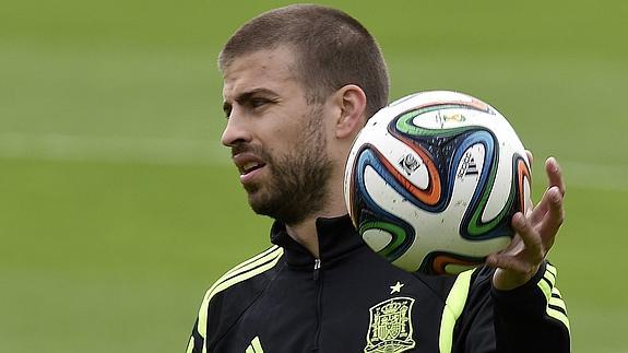 Piqué, durante un entrenamiento. 