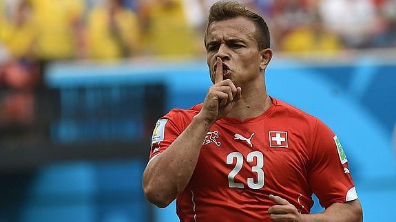 Shaqiri celebra un gol contra Honduras. 