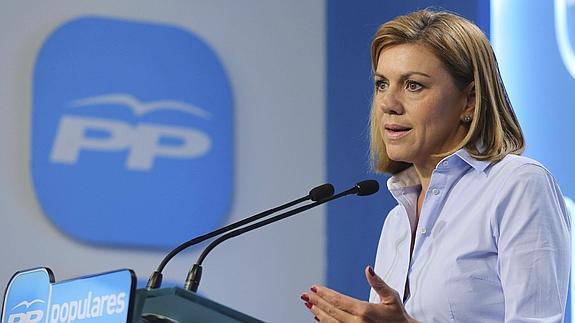 La secretaria general del PP, María Dolores Cospedal. 