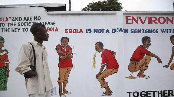 Cartel de una campaña contra el ébola.
