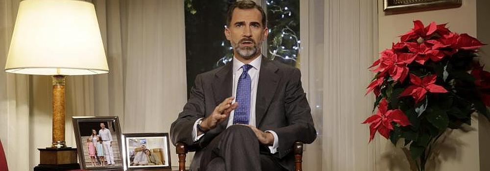 El rey Felipe VI, durante el pimer mensaje televisado de Navidad de su reinado. 