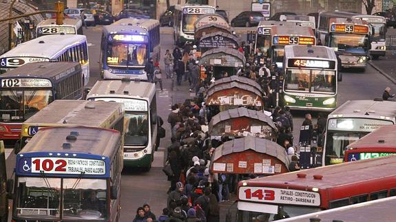 Autobuses en Buenos Aires.