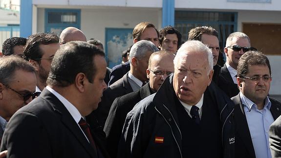 José Manuel García-Margallo, durante su visita a Gaza. 