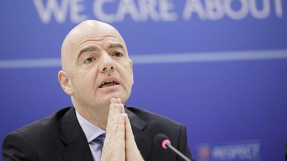 Gianni Infantino, este lunes, en Viena.  