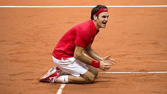 Federer, durante un partido de Copa Davis. 