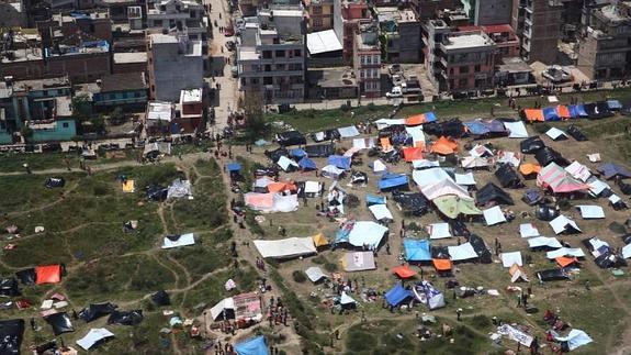 Vista de las tiendas de campaña en Katmandú.
