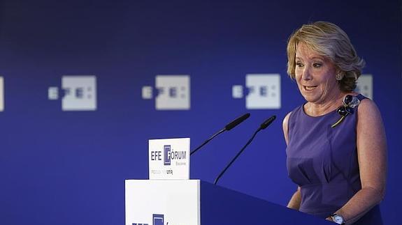 Esperanza Aguirre, hoy durante su intervención.