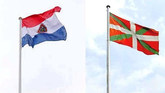 La bandera paraguaya y la bandera  vasca.