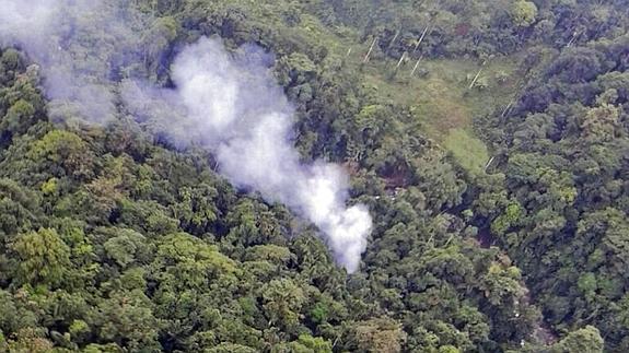 Columna de humo en la zona del siniestro.