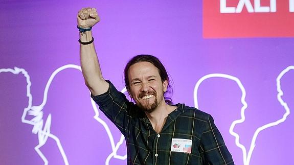 Pablo Iglesias, durante el mitin de Alexis Tsipras.