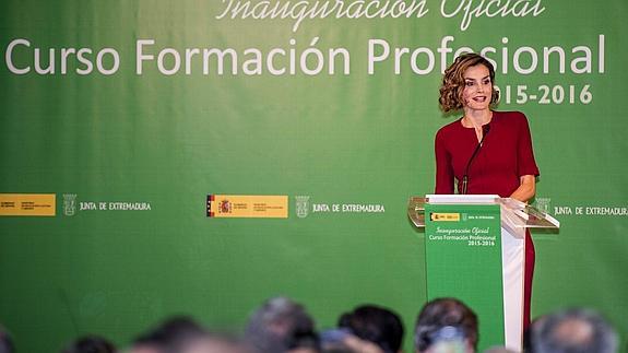 La Reina Letizia, durante su intervención. 