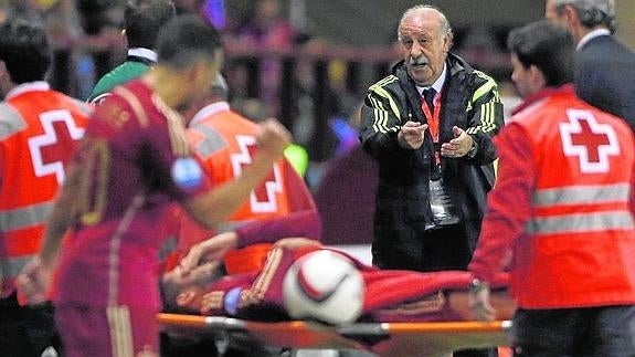 Vicente del Bosque, en el partido ante Luxemburgo. 