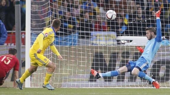 David de Gea, durante el partido ante Ucrania. 