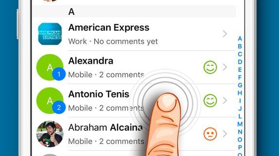 La app permite opinar sobre los contactos guardados en el móvil.