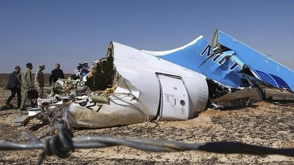 Restos del avión siniestrado en el Sinaí. 