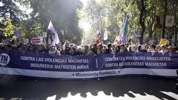 Movilización nacional contra las violencias machistas convocada por el movimiento feminista en Madrid.