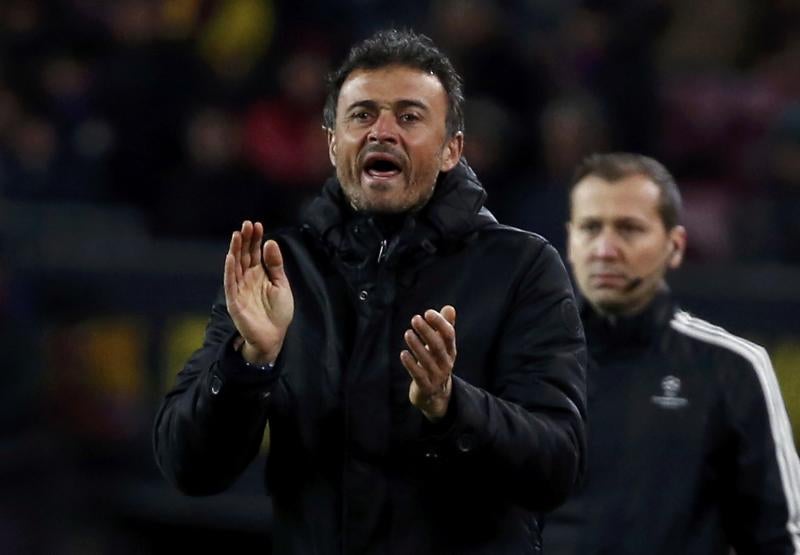 Luis Enrique, durante el partido ante la Roma. 