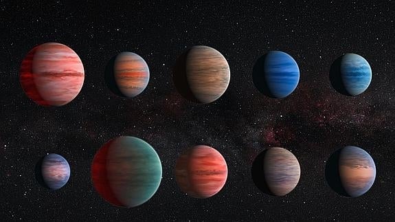 Planetas fuera del Sistema Solar cuyas atmósferas han sido analizadas con los telescopios 'Hubble' y 'Spitzer'.