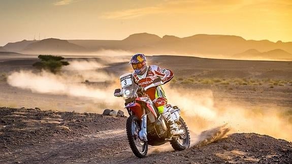 Joan Barreda, durante una etapa en el rally de Marruecos. 