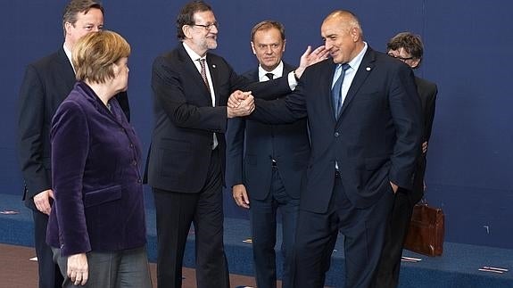 Rajoy, junto a varios líderes europeos en Bruselas.