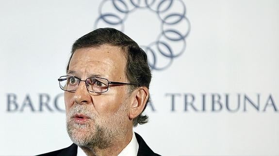 Rajoy, hoy, en un foro en Barcelona.