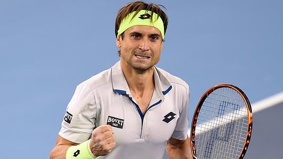 David Ferrer celebra una victoria. 
