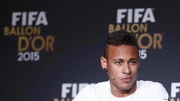 Neymar, en la rueda de prensa previa a la gala del Balón de Oro. 