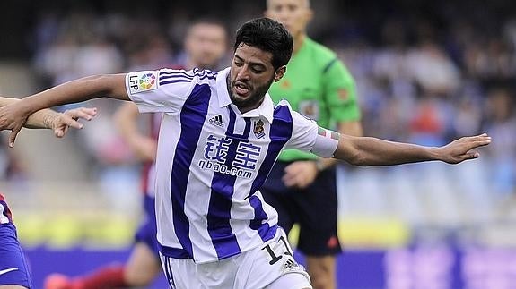 Vela, durante un partido de la Real Sociedad. 