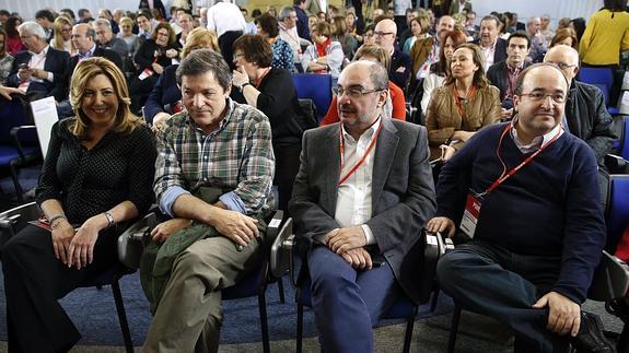 De izquierda a derecha: Susana Díaz, Javier Fernández, Javier Lambán y Miquel Iceta. 