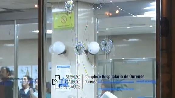 Imagen de los impactos en el hospital de Orense. 