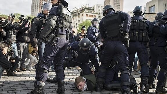 Agentes de la Policía francesa, en una manifestación. 